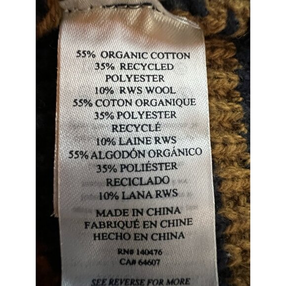 FAHERTY Blue Gold Mariner Stripe quarter zip sweater preppy cotton blend Large - Picture 5 of 9